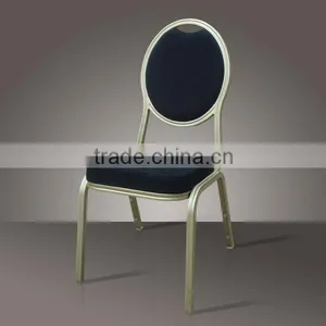 Hotel Furniture Stackable Aluminum Oval Back Dining Chair thumbnail-3