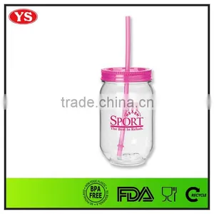 Bpa Free 540ml Customized Plastic Jar Tumbler With Straw thumbnail-1