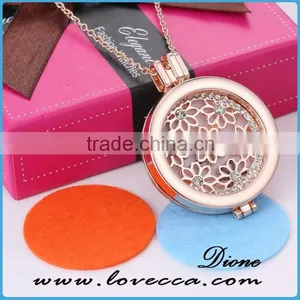Rose Gold Aroma Jewelry Essential Oil Diffusing Locket Pendant Necklace For Aromatherapy thumbnail-1