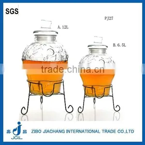 Glass Drink Dispenser With Tap and Iron Stand thumbnail-2