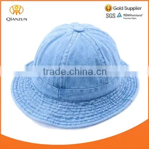 Girls Jeans Bucket Hats Jean Washed Denim With Top Button Custom Blank Jean Bucket Hat thumbnail-1