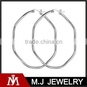 Latest Women Fashion Brand Stainless Steel Never Fade Silver Square Hoop Earrings Jewelry thumbnail-1