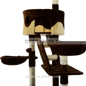 Pawhut Coffee Cream 260cm Cat Tree Kitten Activity Center thumbnail-5