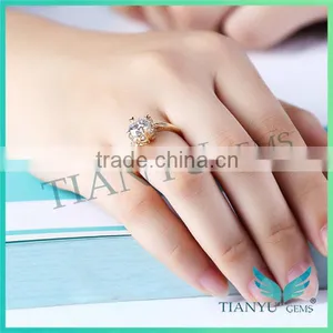 24K Gold Rings 1Carat Moissanite Rings Wedding,Engagement Rings thumbnail-3