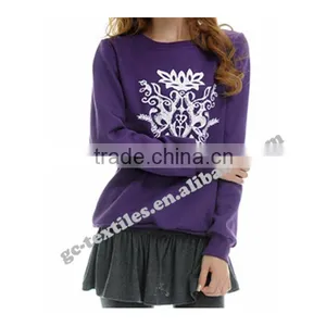 Girls' Leisure Purple Fleece Sweater With White Logo Printed thumbnail-2