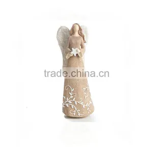 Angel With Burlap Wings Resin Figurine for Tree Trim thumbnail-1