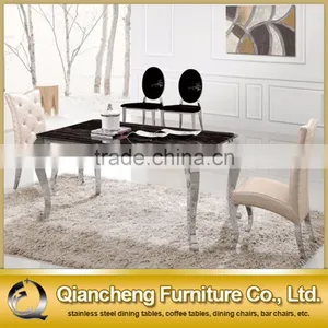 Simple Stainless Steel 4 Legs Dining Table Set thumbnail-1