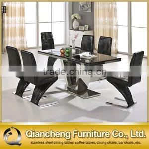 Marble Top Dining Table Set With Strong Stainless Steel Base thumbnail-1