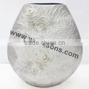 Indian Antique Home Decor Handmade Painted Metal Flower Vase | Cheap Metal Flower Vase thumbnail-1