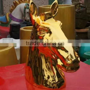 Fiberglass Electroplate Horse Head Sculpture Statue thumbnail-1