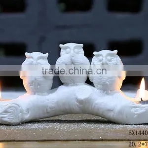 Ceramic White Owl Tea Light Porcelain Candle Holders Wholesale thumbnail-1