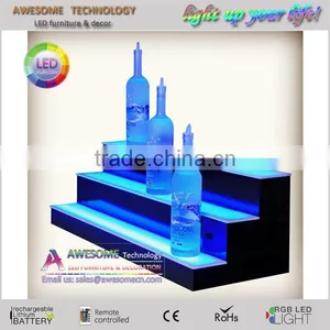 Modern Led Stairs Illuminated Wedding Liquor Bottle Display Shelf thumbnail-1