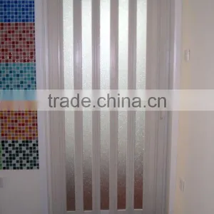 Single PVC Folding Door With Frosted Glass thumbnail-1