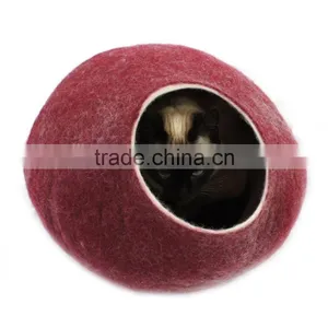 Cat Bed, House, Cave, Nap Cocoon, Wool Felt Handmade Large thumbnail-4