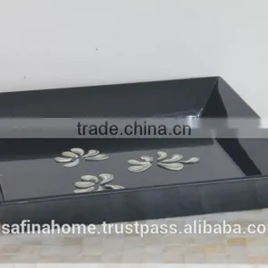 Rectangle Black Colored Lacquer Serving Tray thumbnail-1