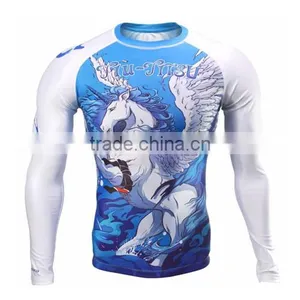 2017 Custom Made 4-way Stretch Lycra MMA Rash Guard thumbnail-1
