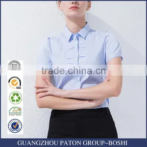 Women Short Sleeve Shirt, 2017 Spring and Summer New Business, Leisure, Self-cultivation, Lotus Leaf Side Collar Shirt thumbnail-1