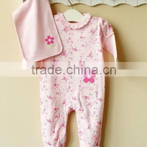 Mom and Bab 2012 100% Cotton Embroider Baby Handkerchief Romper Set thumbnail-1
