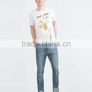 Fashion Design Golden Printed Custom t Shirt Men thumbnail-2