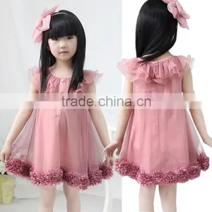 Cute Kids Chiffon Flowers Hem Lace Princess Tutu Birthday Dress for Girl of 7 Years Old SV001997 thumbnail-2