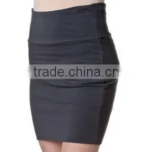 New Design Stretch Fabric Simple Cotton Mini Skirt Basic Plain Skirt thumbnail-1