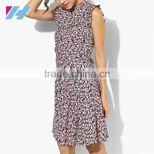 Latest Fashion Dress 2016 Women Clothing Designs Gathered Waist Frill Sleeve Midi Dress thumbnail-3