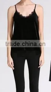 Runwaylover EY2361B Ladies Sexy Deep V-Neck Lace Crop Tops thumbnail-1