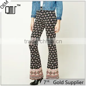 Factory Price Gypsy Print Spandex Ornate Flare Dressy Stretch Pants thumbnail-1
