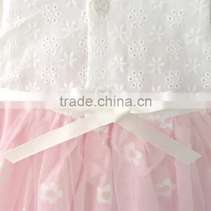 100% Cotton Short Sleeve Summer Lace Flower Baby Dress thumbnail-4