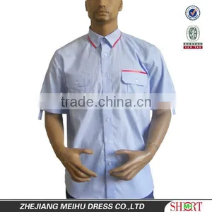 2016 Blue 100%Cotton Wholesale Mens Work Shirts Men Formal Short Sleeve Shirts With Two Chest Pockets thumbnail-1