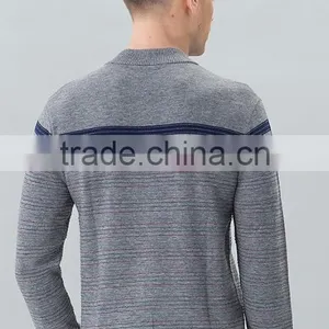 2017 Mans Custom Cashmere Pullover Zipper Open Jacquard Sweater With Low Price thumbnail-3