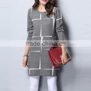 Custom Latest Long Sleeve Girls Knit Pullover Sweater Mini Dresses Wholesale Ladies Casual Dress Designs thumbnail-2