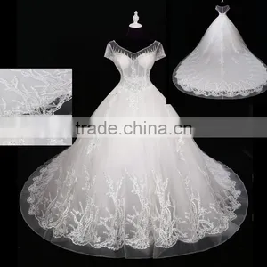 2017 Sexy Shoulder Belt Lace Mermaid Color Wedding Dress Bridal for Bride Scoop Neckline Bridal Dress F10601 thumbnail-6