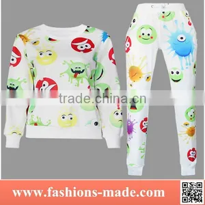 2017 Womens Fashion New Printed Cute Face Sweatshirt Hoodies Sports Suit for Sale thumbnail-1