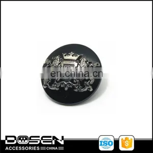 Anti-black Plastic Sewing Button, Engraved Shiny Nickle Metal 3D Logo Fashion Button. thumbnail-1