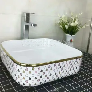 Ceramic Gold Square Wash Hand Basin Sizes for Sale thumbnail-1