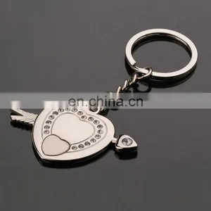 Fashion High Quality Zinc Alloy for Love Diamond Heart and Arrow Keychain thumbnail-1