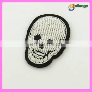 Brilliant High Quality Hand Embroidered Skull Badges in China thumbnail-1