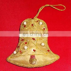 Bell Shape Christmas Hanging Ornament Hand Embroidered thumbnail-1