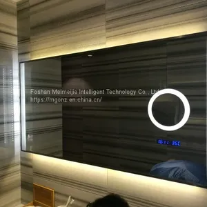 Custom Hotel Bathroom Mirror Plus Magnifying Glass Time Temperature Function Mirror Anti-fog Smart Mirror thumbnail-3