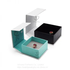 Custom Printing Wholesale New Design Fashion Flip Paper Ring Box thumbnail-1