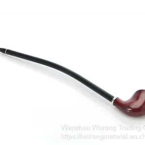 405mm Length Wooden Resin Long Tobacco Pipe With Brown Heart-shaped Head and Thin Tube for Smoking thumbnail-2