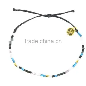 Mix Color Glass Seed Bead Woven Bracelet Metal Beads Bracelet for Men thumbnail-1