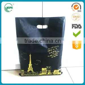 High Quality Custom Black Plastic Hape Bags With Die Cut Wholesale thumbnail-1