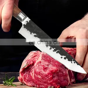 Professional Custom 7.2 Inch Kitchen Meat Cutting Knives Double Steel Head Wood Handle Stainless Steel Chinese Chef Knife thumbnail-4