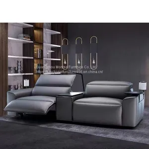 New Italian Minimalist Leather Coffee Table Sofa Combination Living Room Electric Smart Home Theater Audio-Visual Room Sofa thumbnail-1