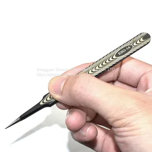 Anti Static High-grade Professional Precision Wear-resistant Eyelash Grafting Tweezers Planting Eyelash Clip Black Straight Elbow With Texture ESD-14 Tweezers thumbnail-5