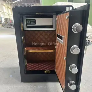 HN-GL60 Luxury Biometric Fingerprint Furniture Safe, Gold, Intelligent Security Box With Leather Interior for Hotel and Residential Project,OEM/ODM thumbnail-4