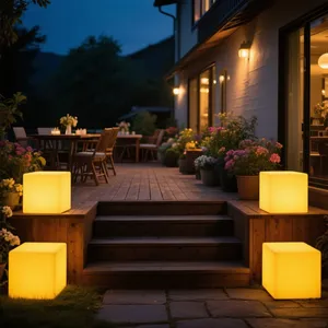 Modern Style Rechargeable LED Cube Bar Chair Plastic Light-Up Furniture Durable & Eco-Friendly for Outdoor Hotels Home Bars thumbnail-3