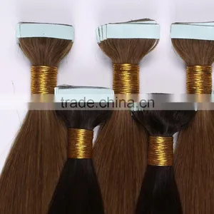 Cuticle Silky Mongolia Malaysia Peruvian Russian European Indian Brazilian PU Skin Weft Remy Tape Hair thumbnail-5
